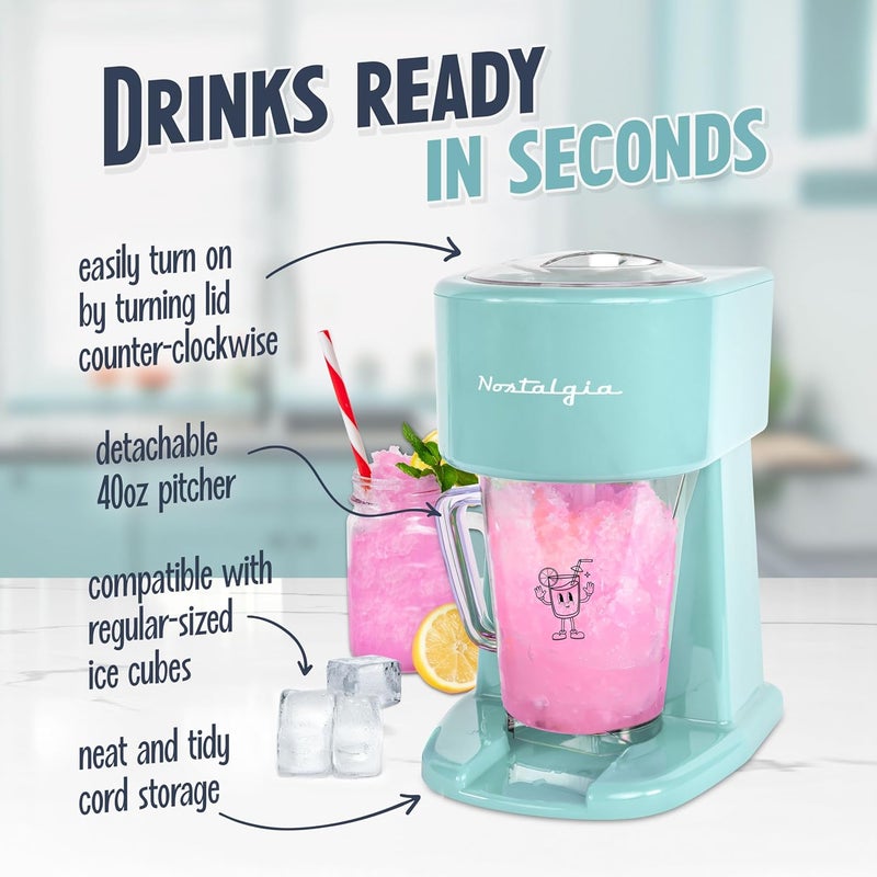 Nostalgia Retro 40-Ounce Frozen Beverage Station - Slushie Machine and Ice Shaver with Automatic Mixing for Soda, Cocktails and Margaritas - Easy & Safe Use - Aqua - Image 4